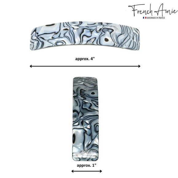 Long Rectangle Hair Clip Gray Magma Handmade Celluloid Automatic Style main image 5